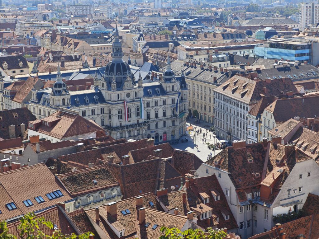 Blick vom Schlossberg auf die Grazer Altstadt