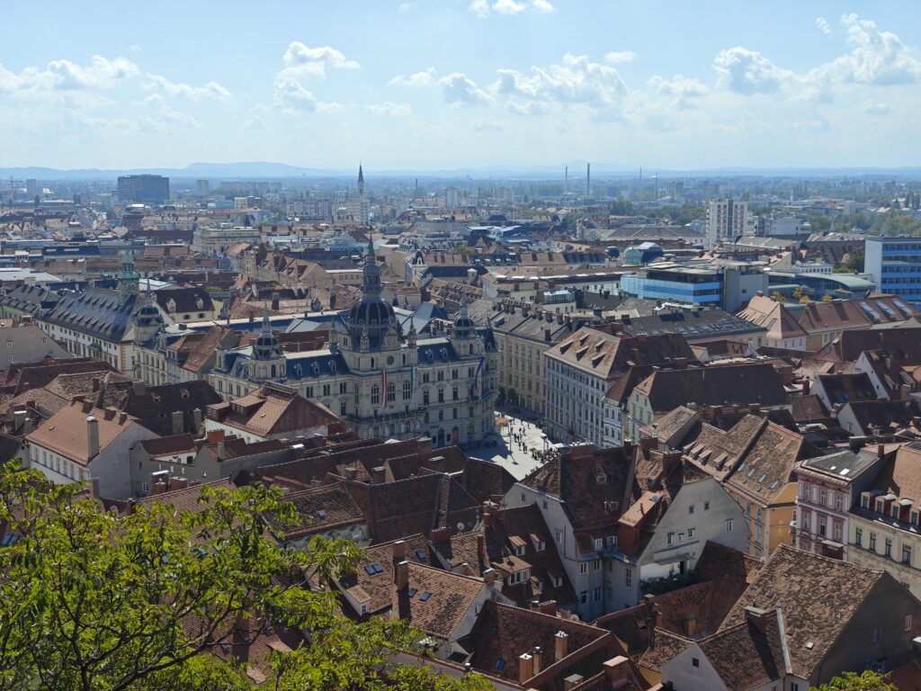 Blick vom Schlossberg auf die Altstadt Graz